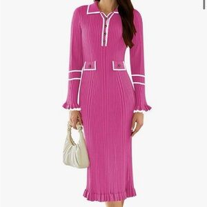 Pink Queen Apparel Bodycon Sweater Dress 2025, Slim Fit Size Small